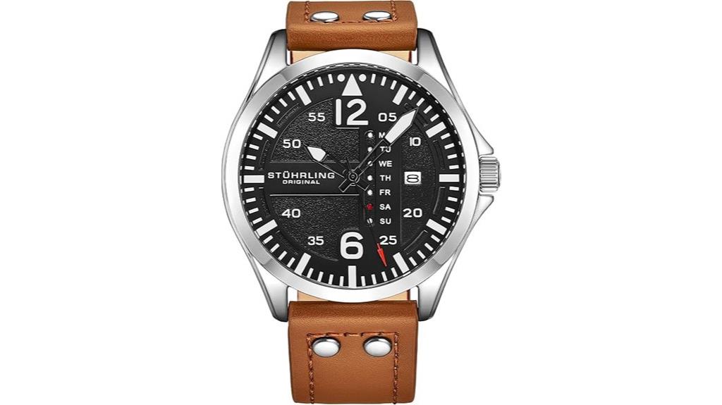 men s leather steel rivet watch