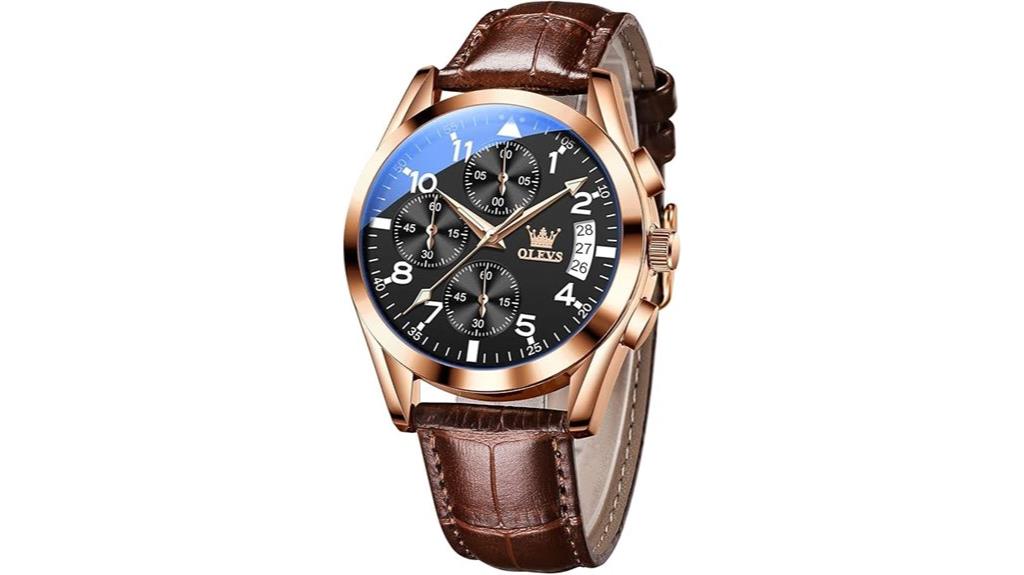 men s leather waterproof watch