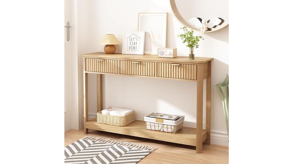 modern fluted entryway table