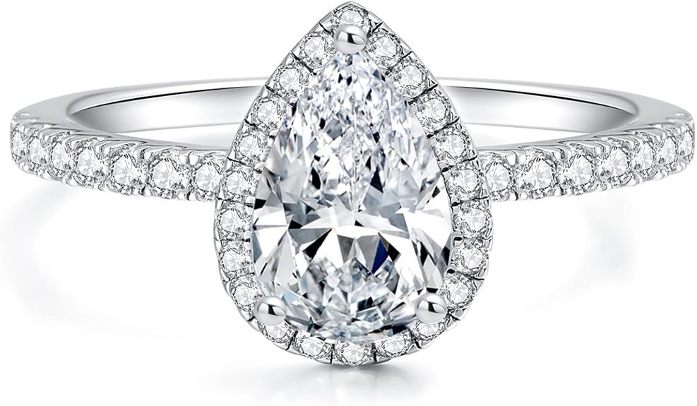 moissanite silver engagement ring