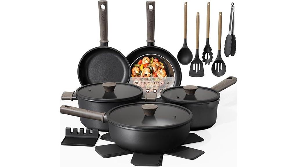 nineteen piece non stick cookware