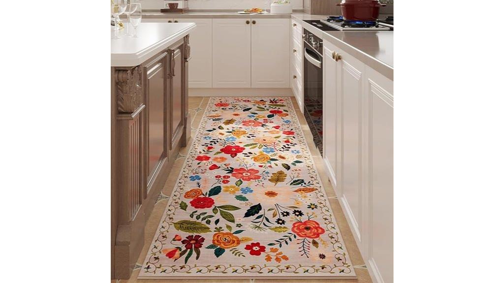 non slip washable floral rug
