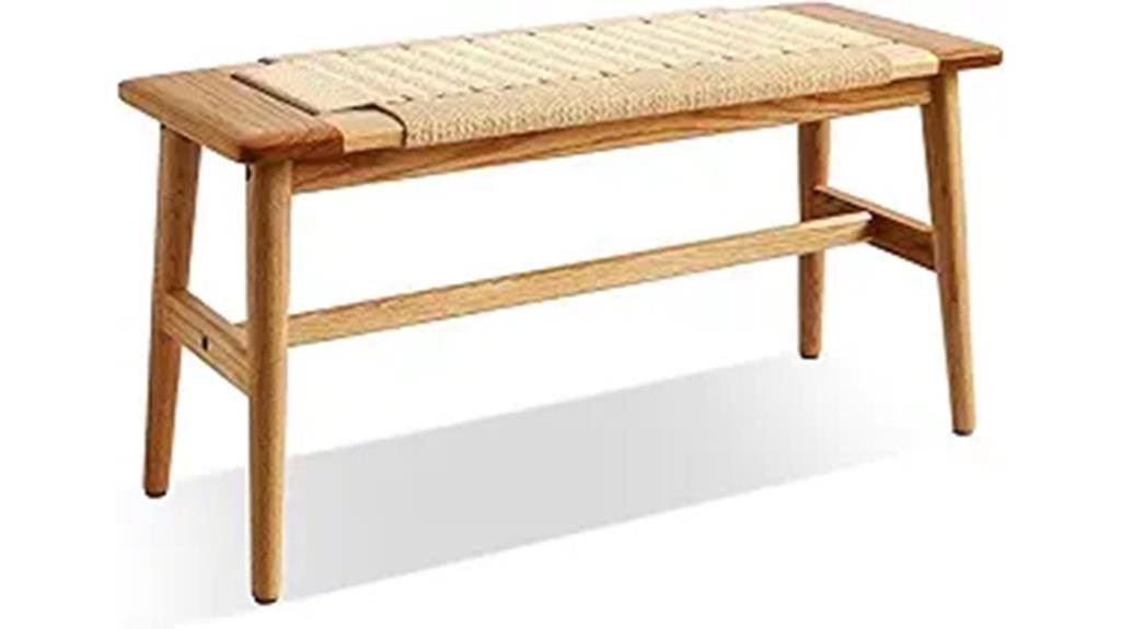 oak wood rope bench