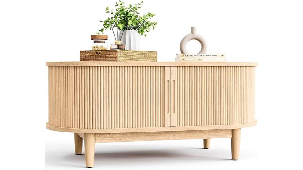 oval coffee table with storage
