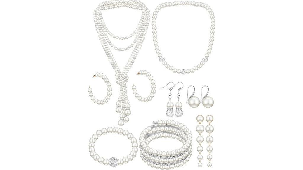 pearl necklace and earrings
