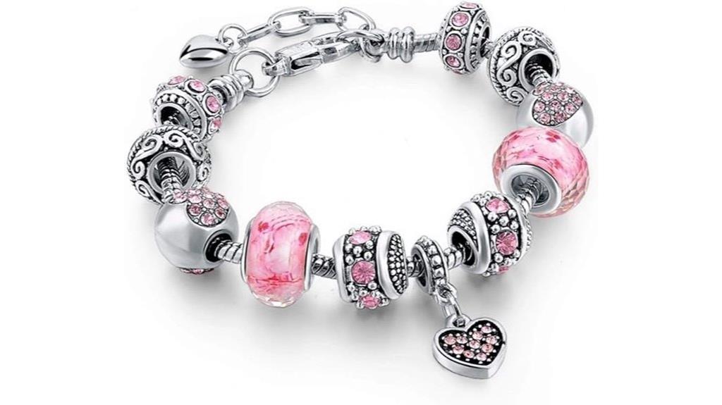 pink heart charm bracelet