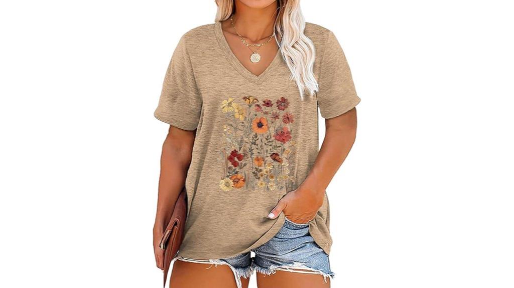 plus size boho floral t shirt