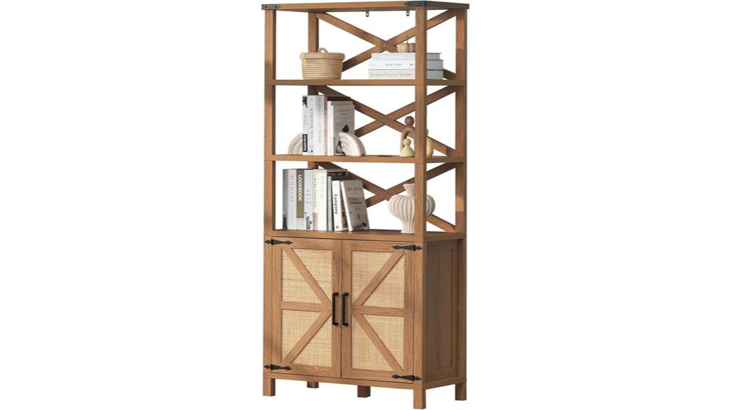 rattan 5 tier bookshelf