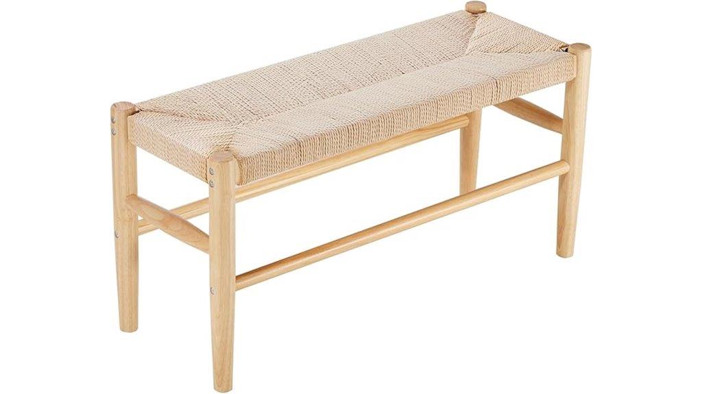 rattan bench with oak