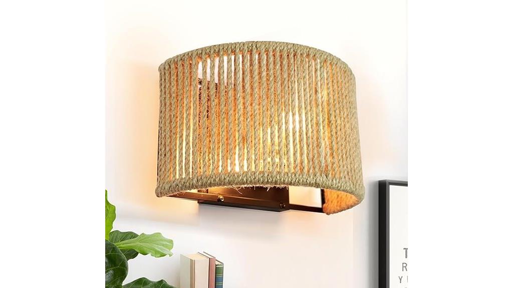 rattan boho wall light
