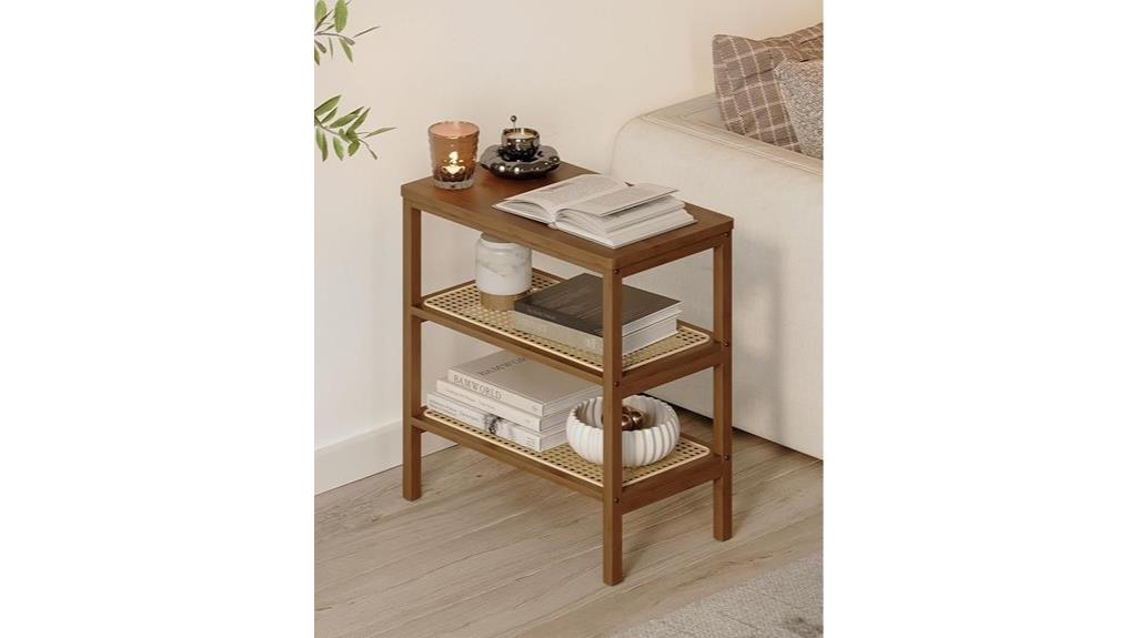 rattan storage side table