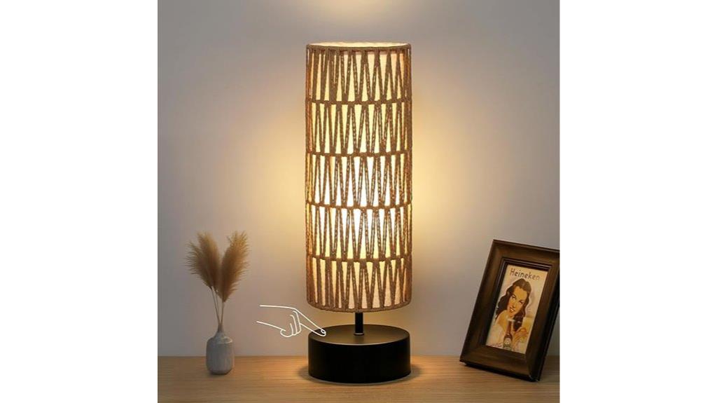 rattan touch bedside lamp
