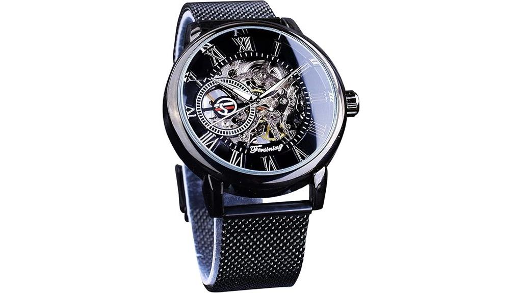 retro skeleton mechanical watch