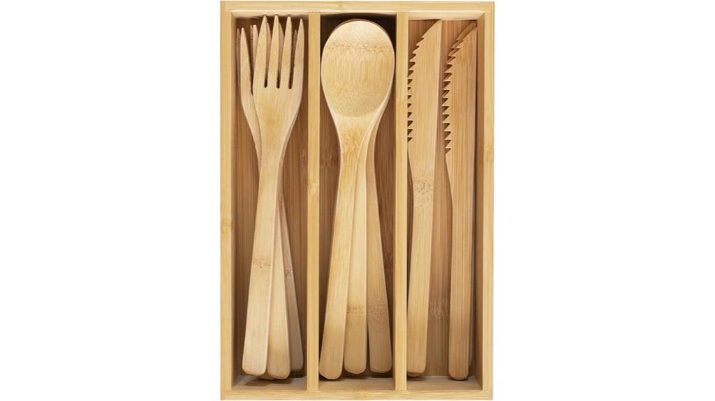 reusable bamboo flatware set