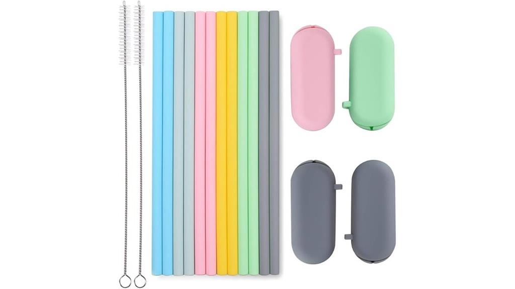 reusable silicone straws set