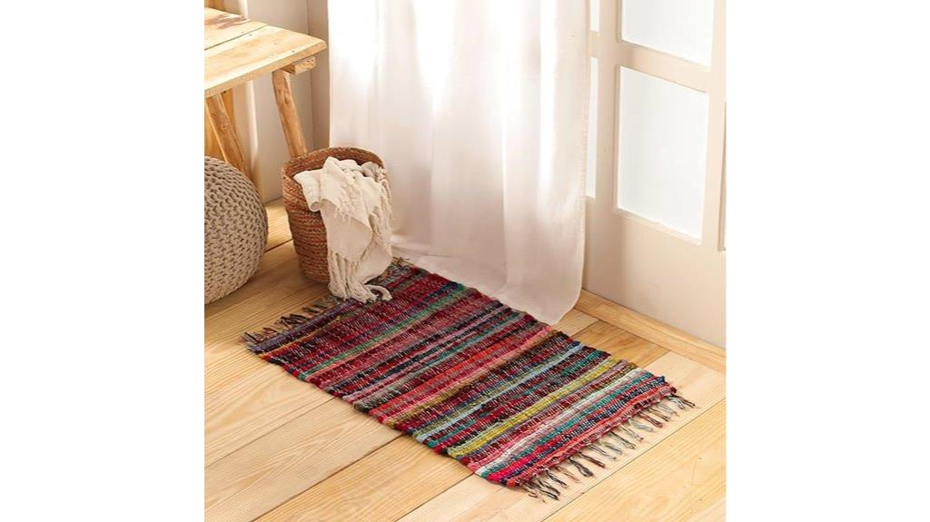 reversible fringed chindi rug