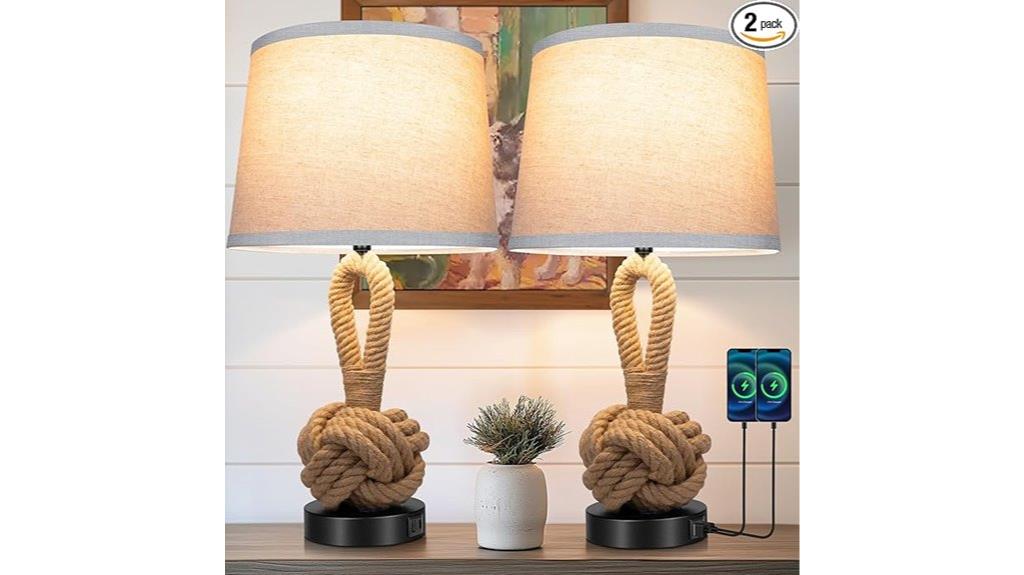 rope nightstand bedside lamps