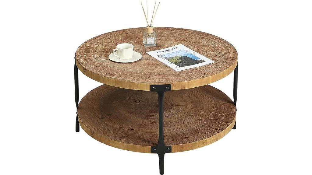 round natural wood table