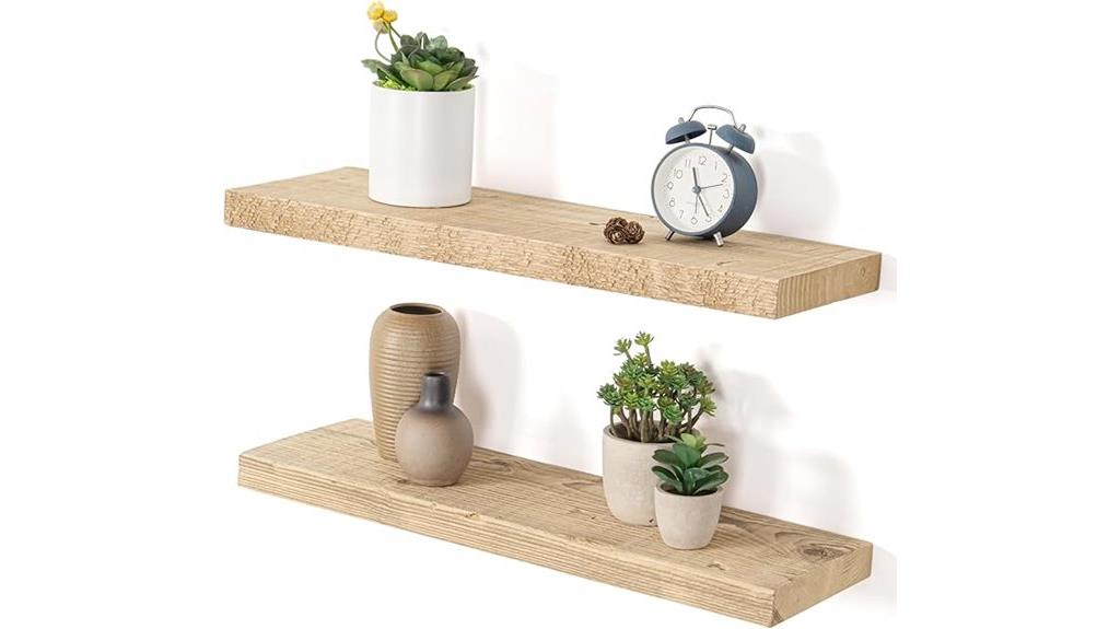 rustic reclaimed wood shelves