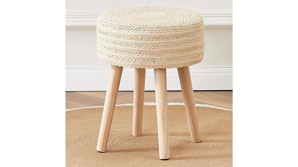 seagrass ottoman with wood