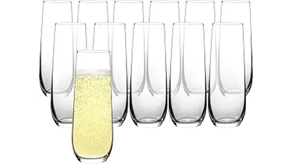 set of 12 crystal champagne flutes