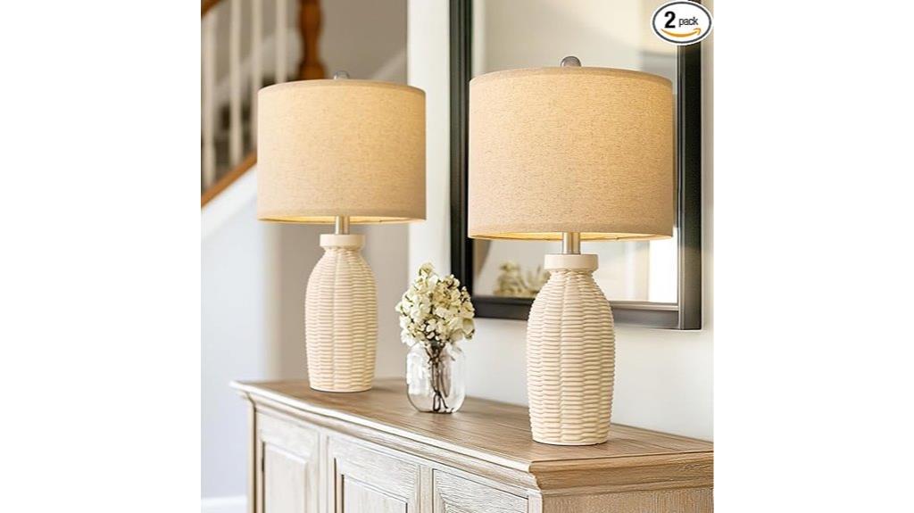 set of two beige 22 75 inch lamps