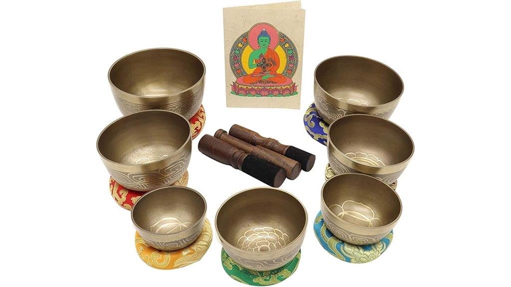 seven piece singing bowls set