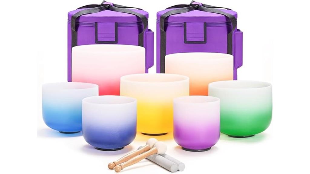 seven quartz crystal bowls