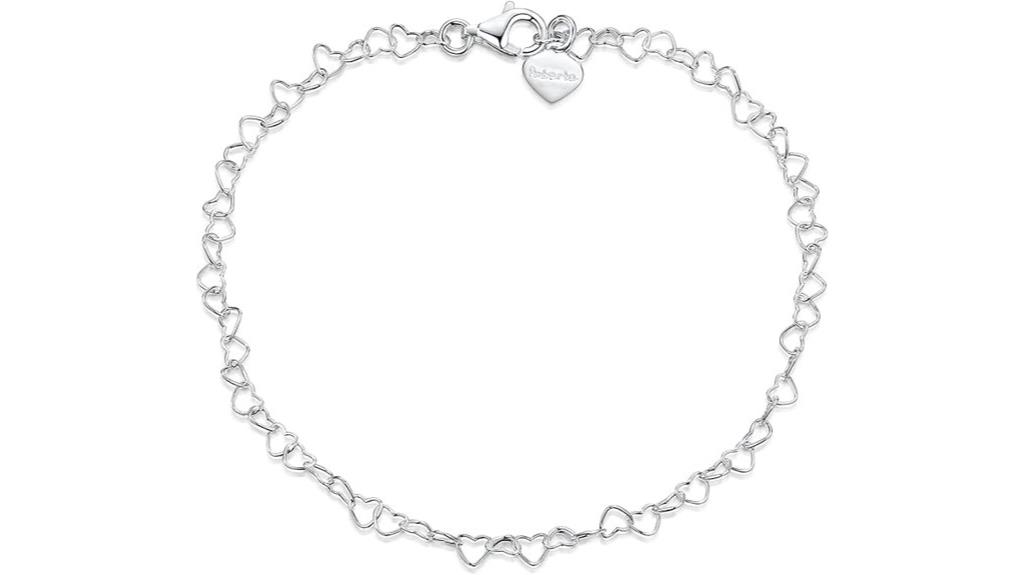 silver heart chain anklet