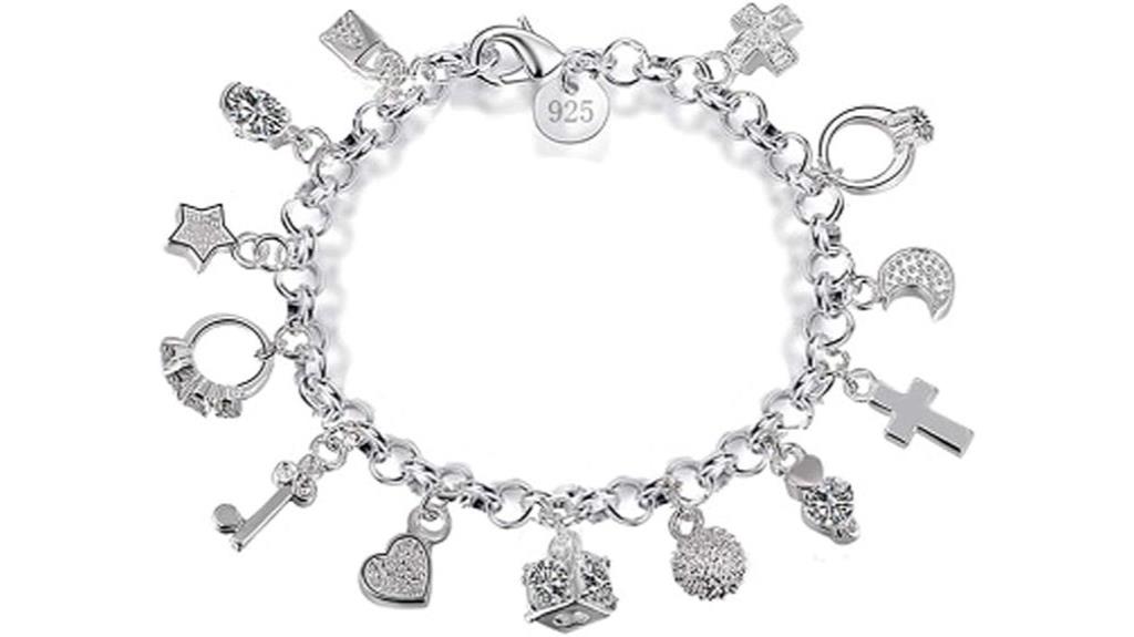 silver thirteen pendant bracelet