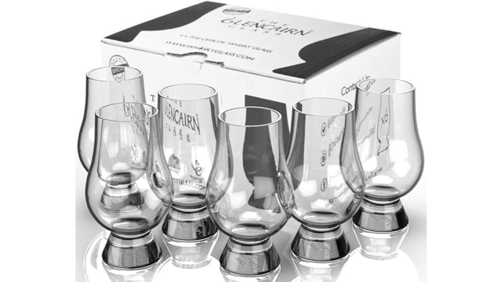 six clear crystal glasses