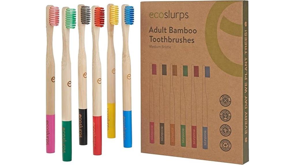 six pack bamboo toothbrushes