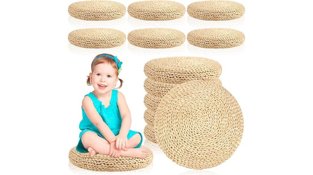 six round floor cushions