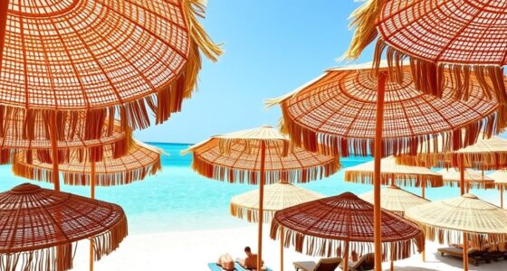 stylish boho beach umbrellas