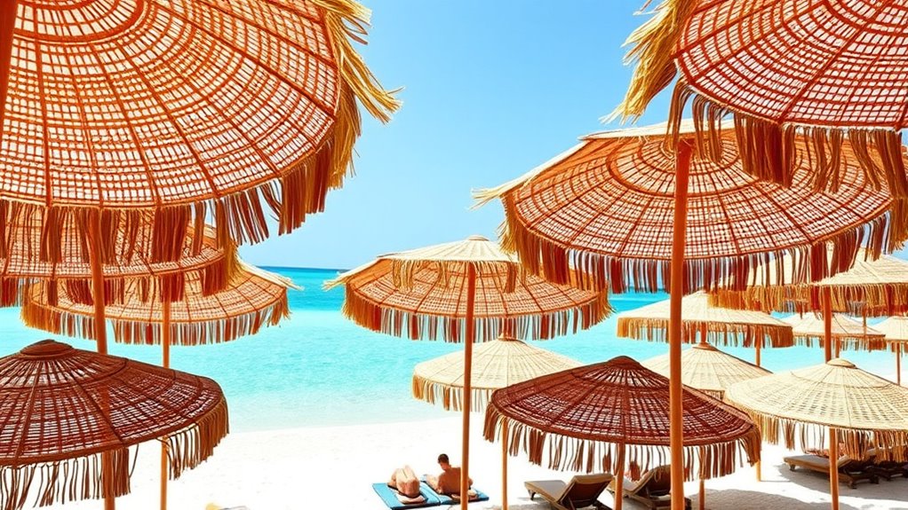 stylish boho beach umbrellas