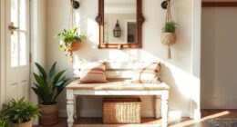 stylish boho entryway benches