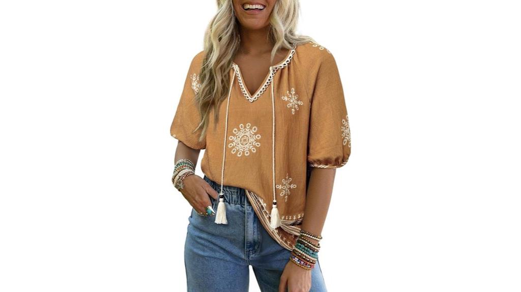 summer boho v neck tops