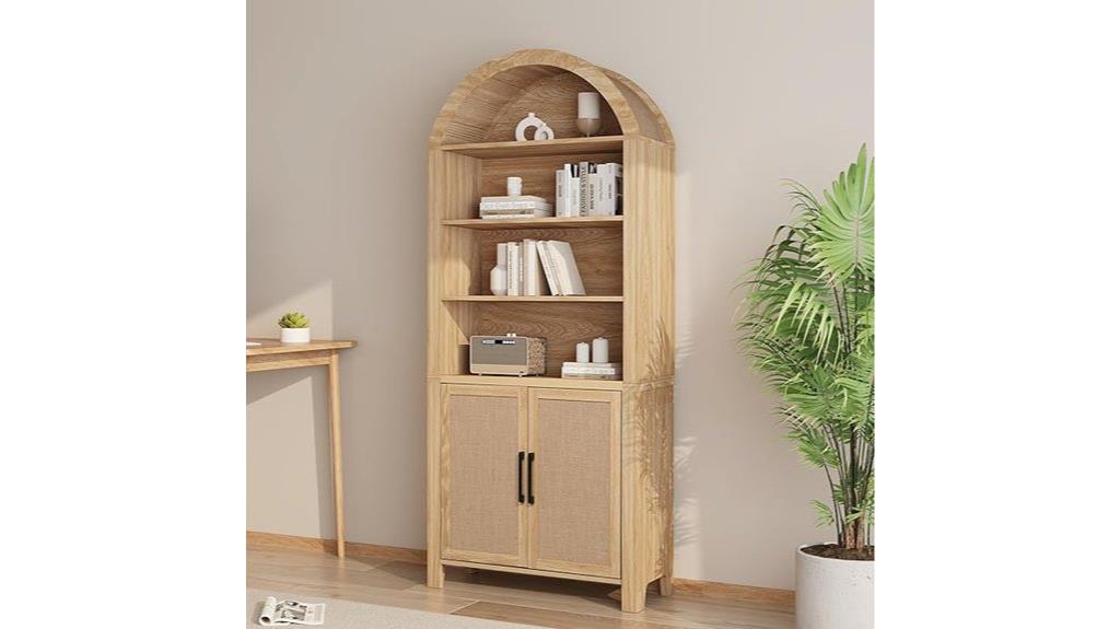 tall curved bookcase storage