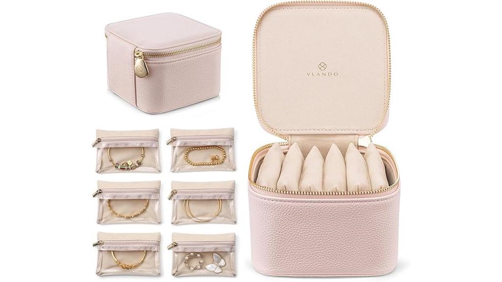 travel jewelry box with six pouches