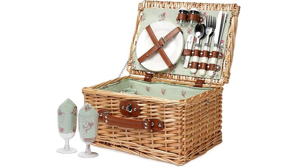 two person wicker picnic basket