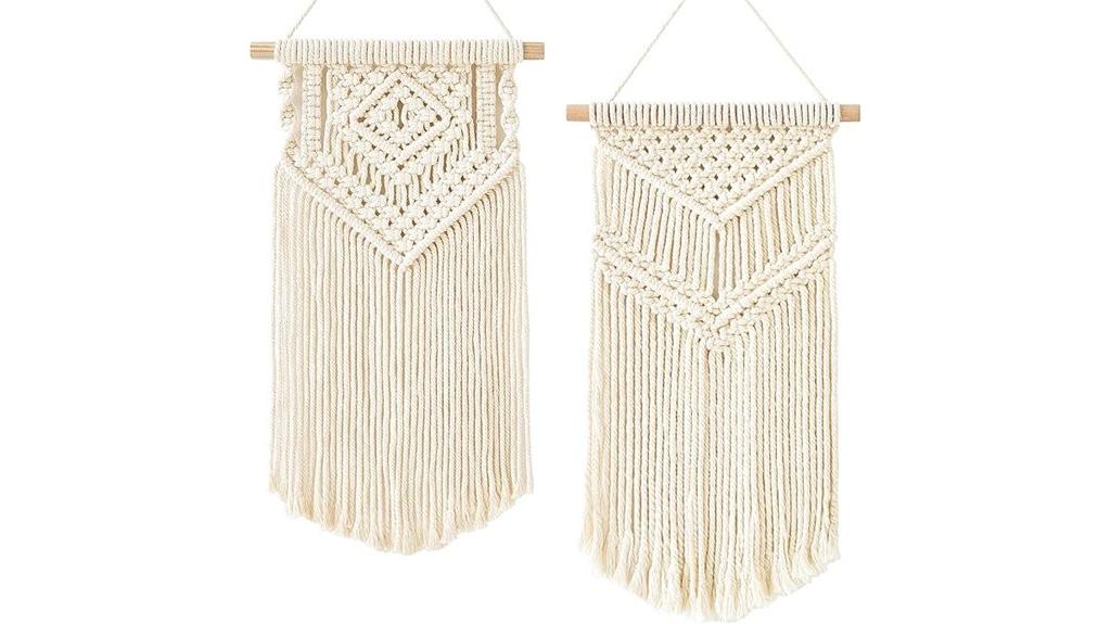 two sizes of macrame