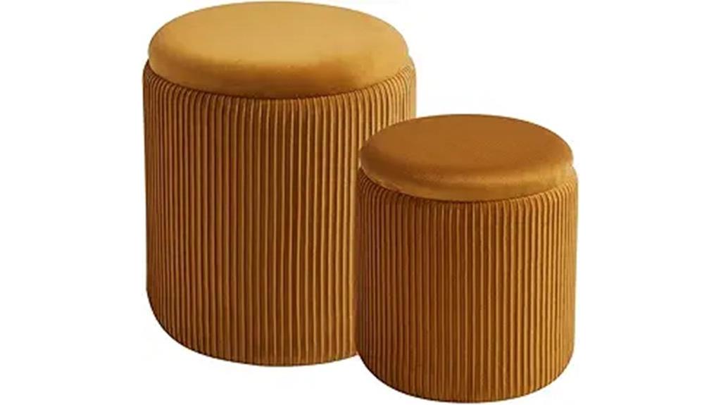 velvet ottoman storage set