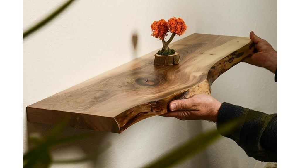 walnut floating shelf design
