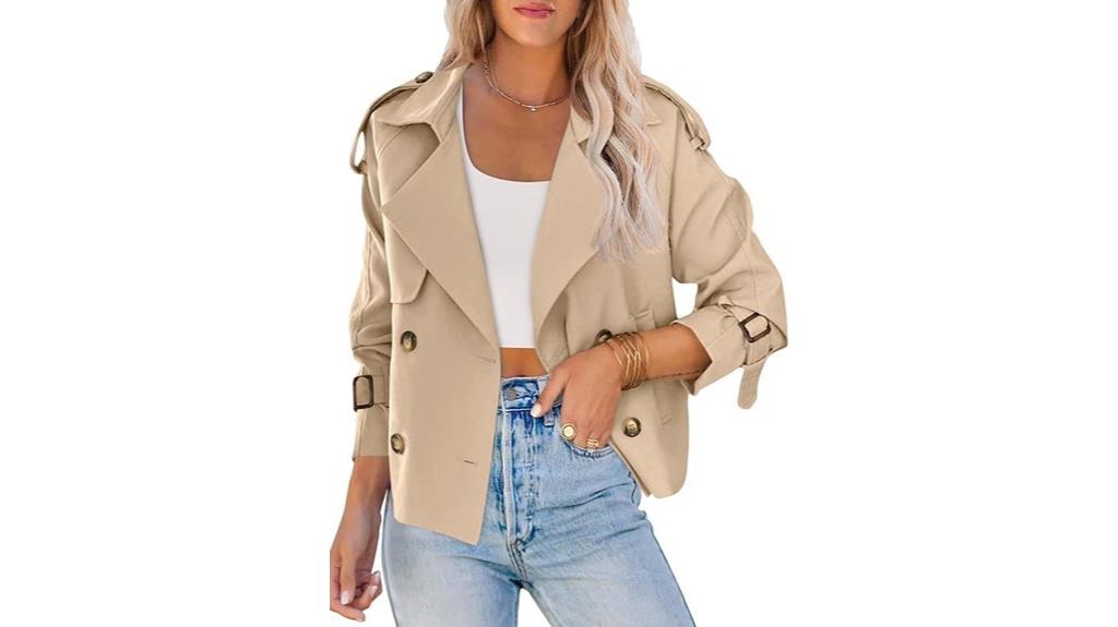 women s cropped double breasted trench