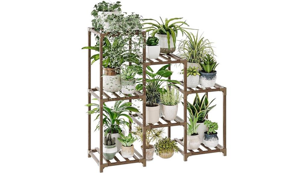 wooden 3 tier plant ladder