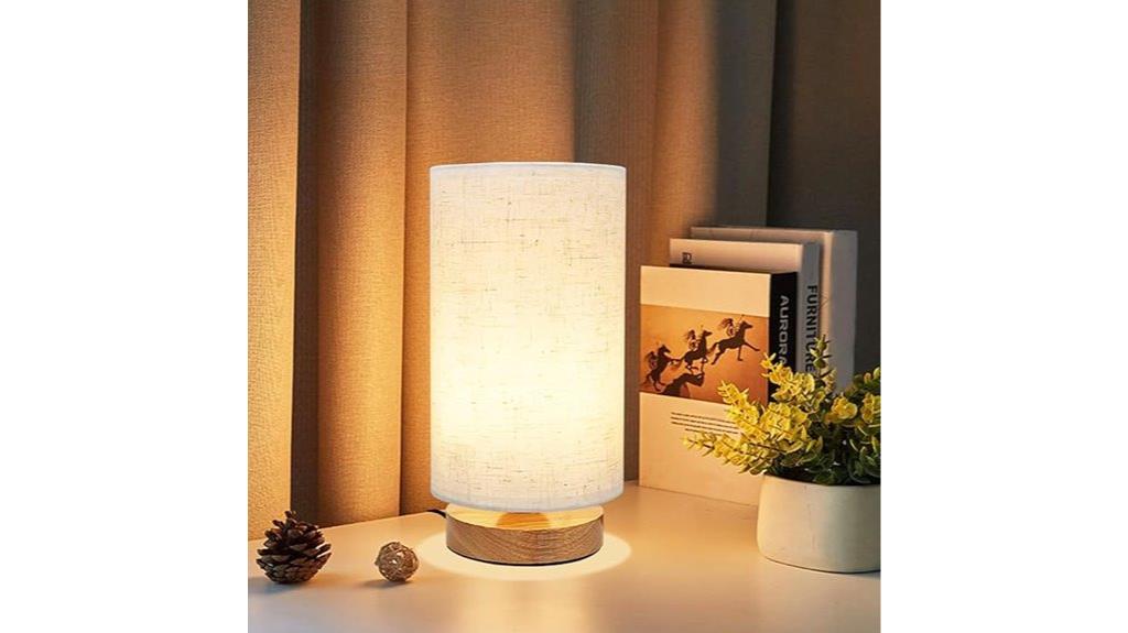 wooden based fabric shade lamp