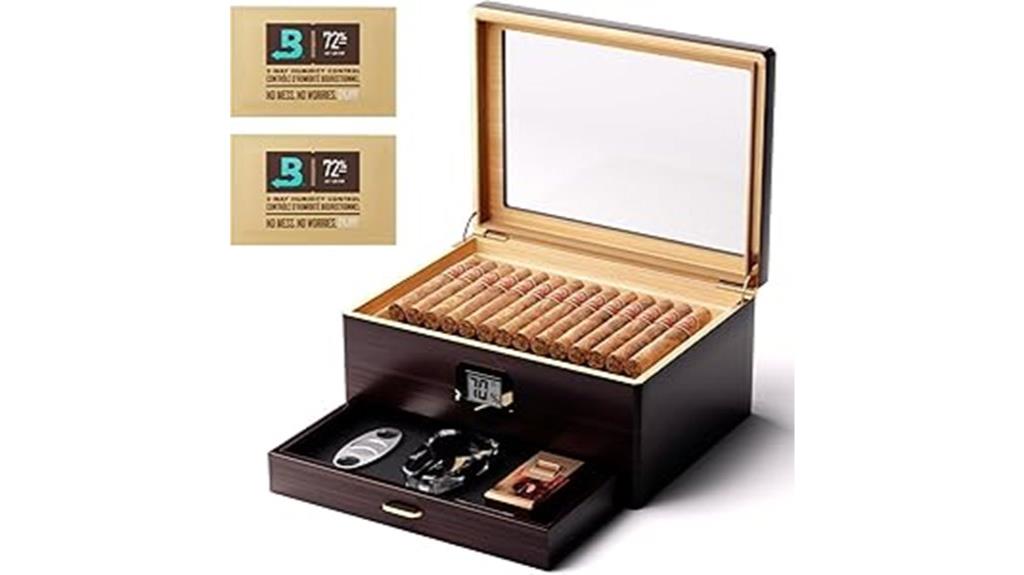 wooden cigar humidor with 80 capacity