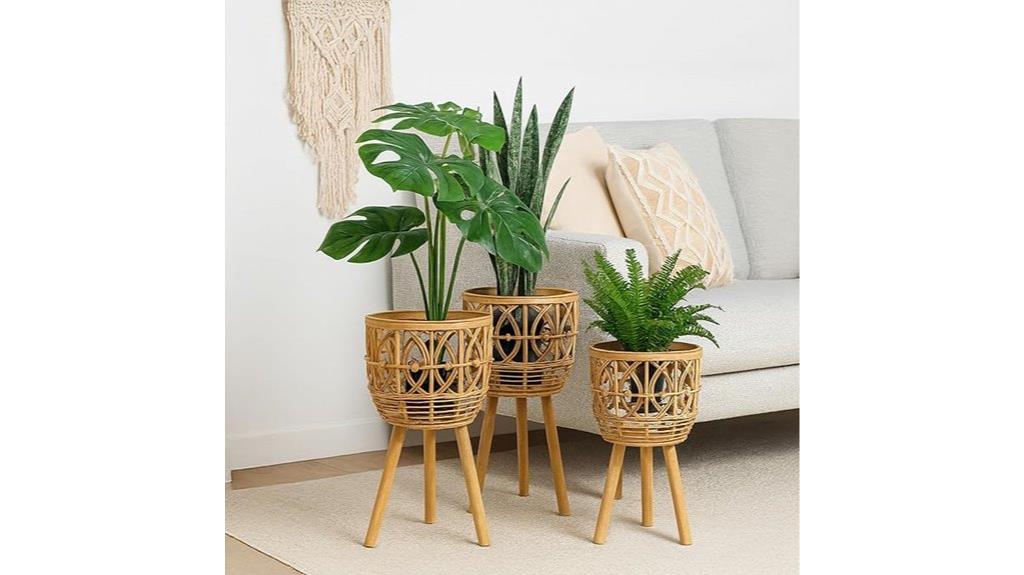 wooden planter pots with stands