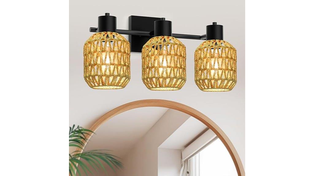 woven shade vanity light